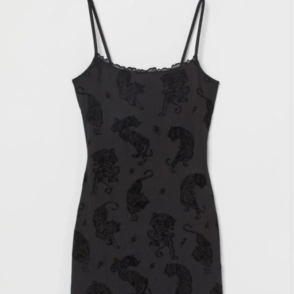 H&M Divided Black on Black Tiger Slip Dress